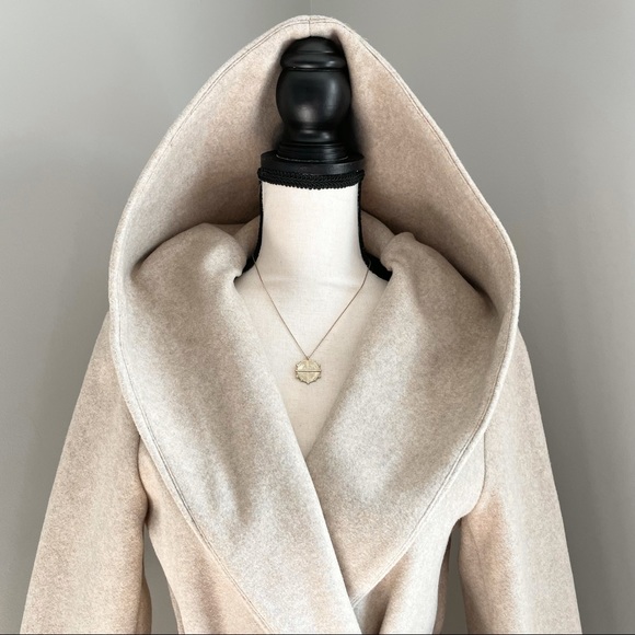 Zara • Long Sleeve Hooded Belted Wrap Coat Beige Size S - Picture 5 of 11